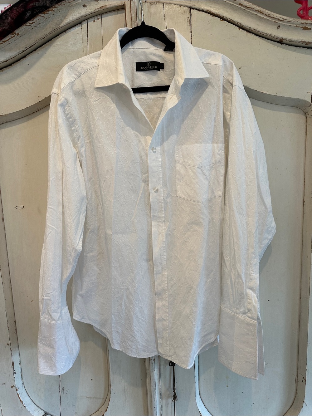 Bugatchi White Men's Dress Shirt with Chest Pocket
